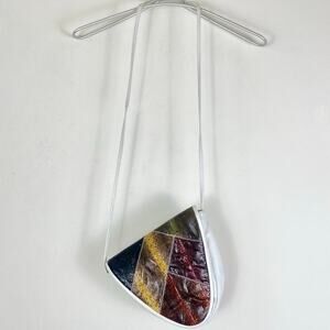 Vintage Biella Italy Shoulder Purse White Red Green Black Snakeskin Leather